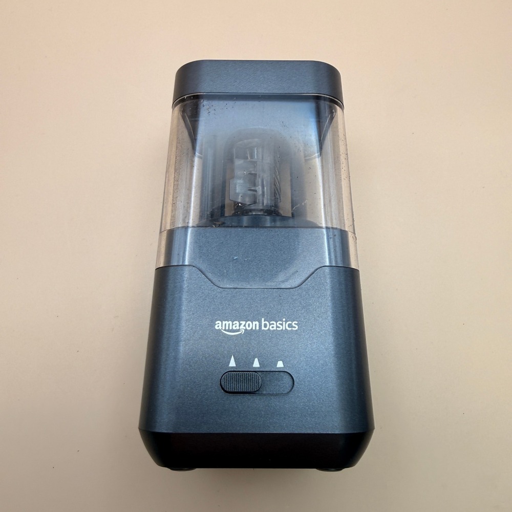 Amazon Basics Portable Electric Pencil Sharpener, Helical Blade, Auto Stop, Batt